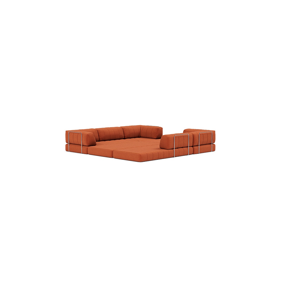 Cozy pad hörnbäddsoffa utbäddad från Innovation living orange