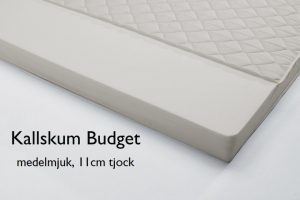 Budget foam. Medium soft. 11 cm thick.