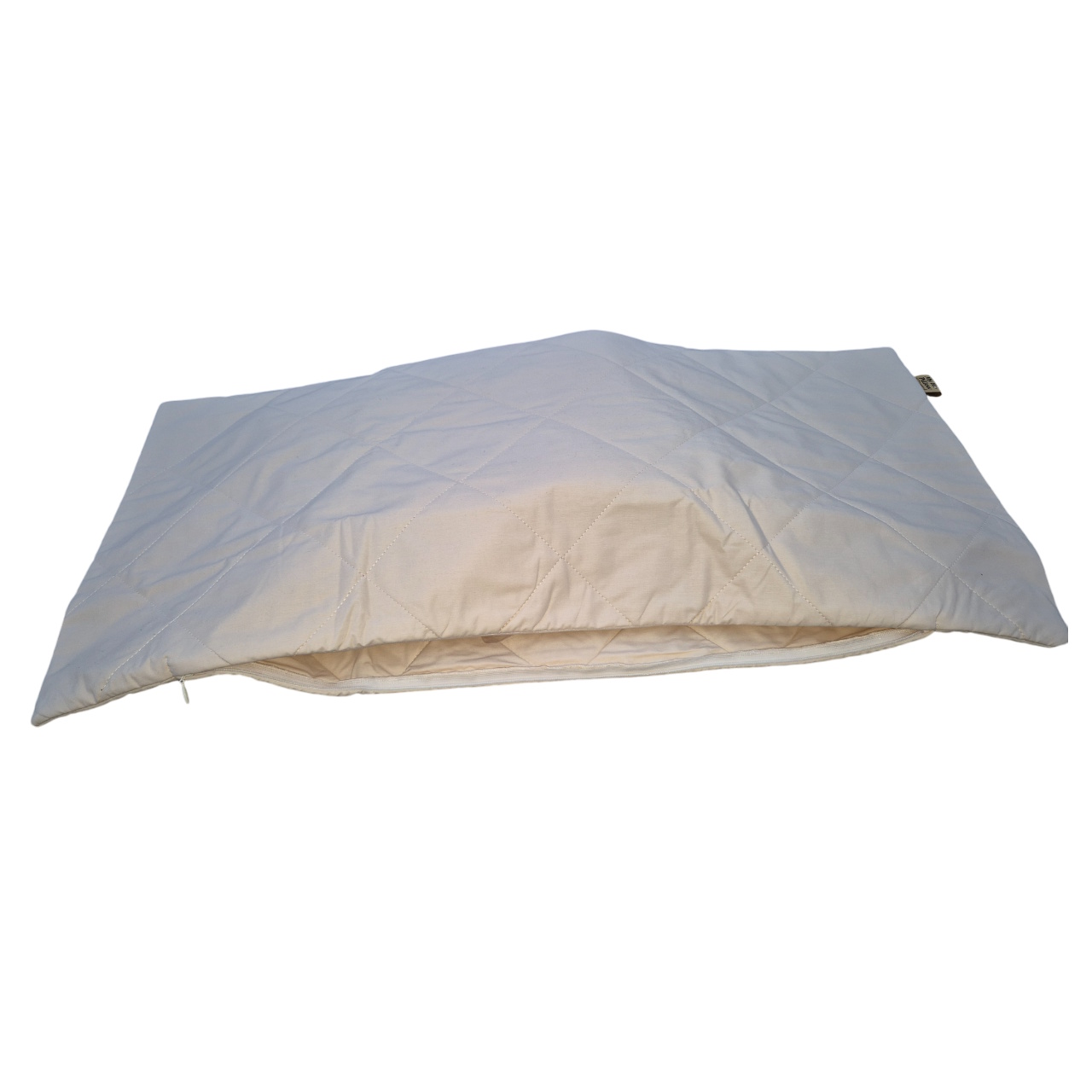 Ă–verdrag till bovetekudde i ekologisk bomull 40 x 80cm med lite innehĂĄll